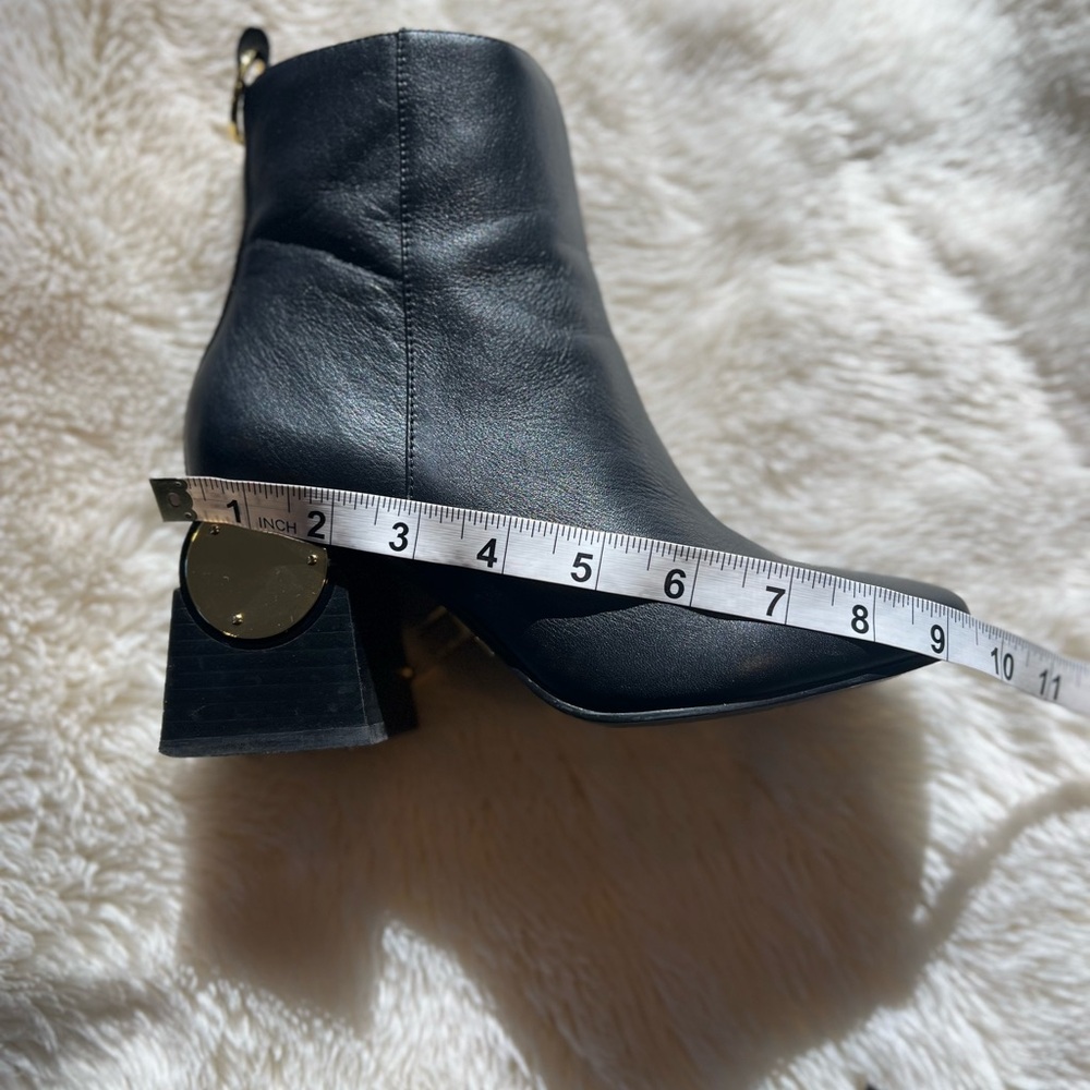 KAT MACONIE Black Leather Ankle Boots W/Gold Accent 3” Heel US6/EU37/ - Picture 14 of 15